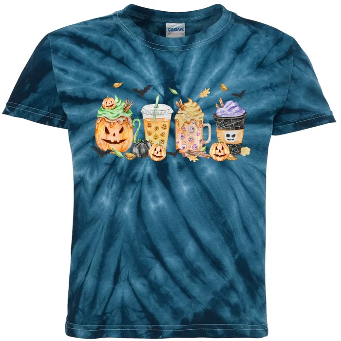 Plaid Pumpkin Spice Hello Fall Autumn Thanksgiving Kids Tie-Dye T-Shirt