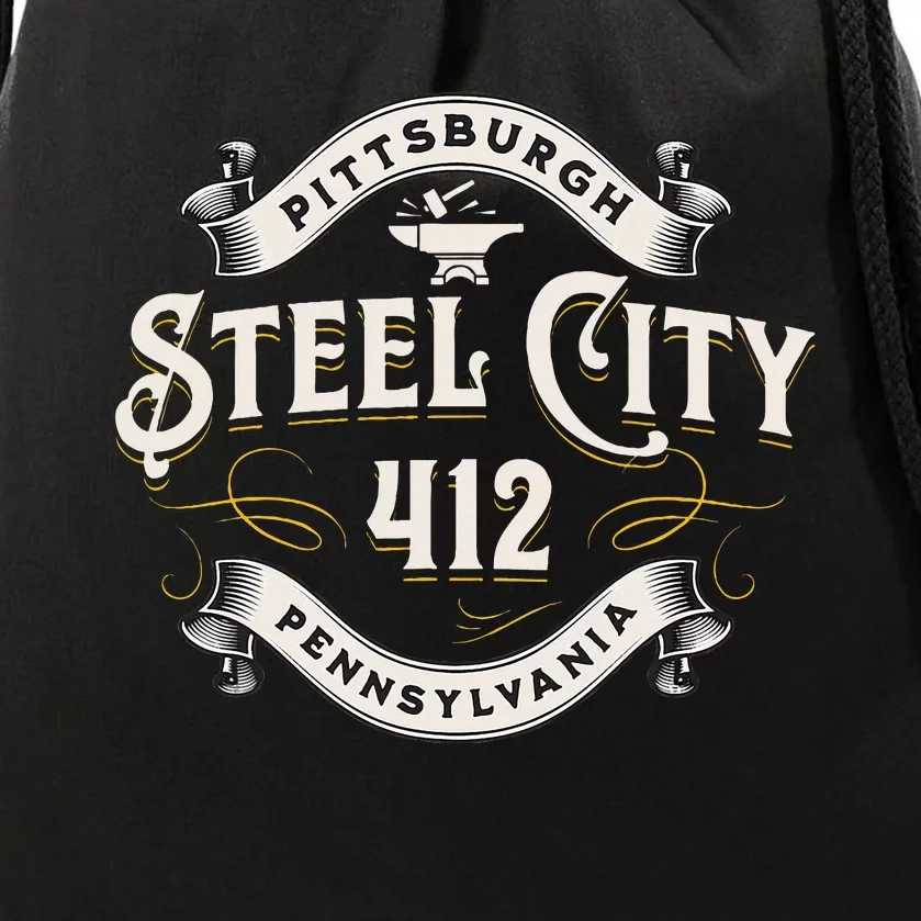 Pittsburgh Pennsylvania Steel City 412 Home Drawstring Bag