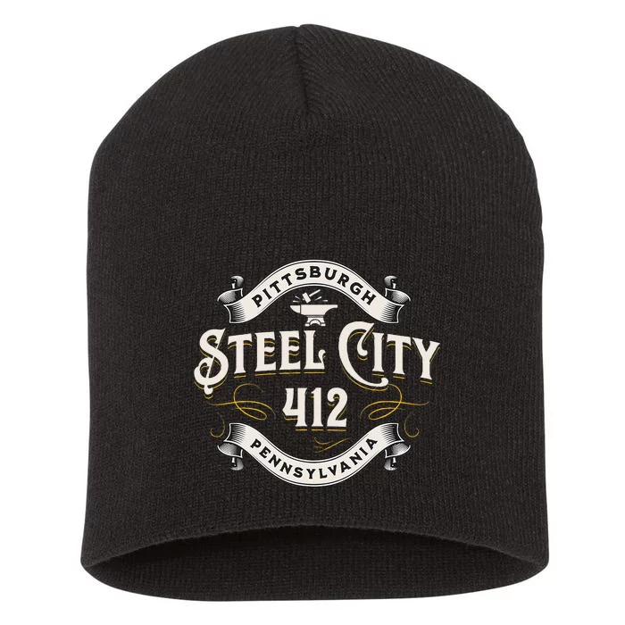 Pittsburgh Pennsylvania Steel City 412 Home Short Acrylic Beanie