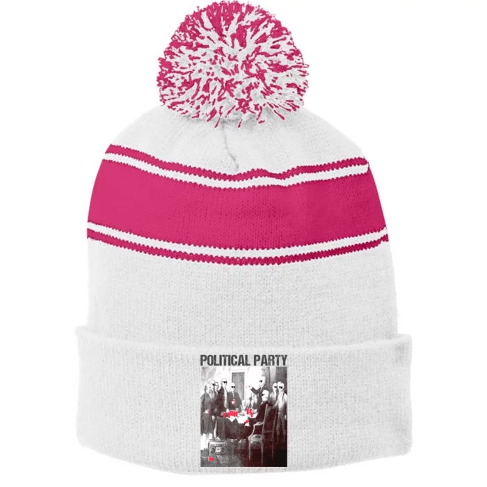 Political Party Shades & Red Cups Funny Political Stripe Pom Pom Beanie