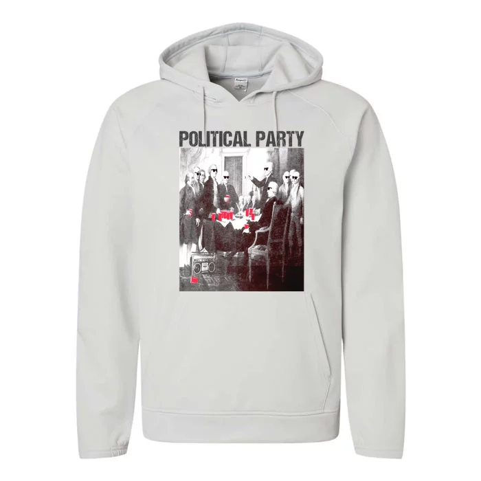 Political Party Shades & Red Cups Funny Political Performance Fleece Hoodie