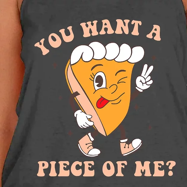 Pumpkin Pie Thanksgiving You Want A Piece Of Me Cute Funny Women's Knotted Racerback Tank