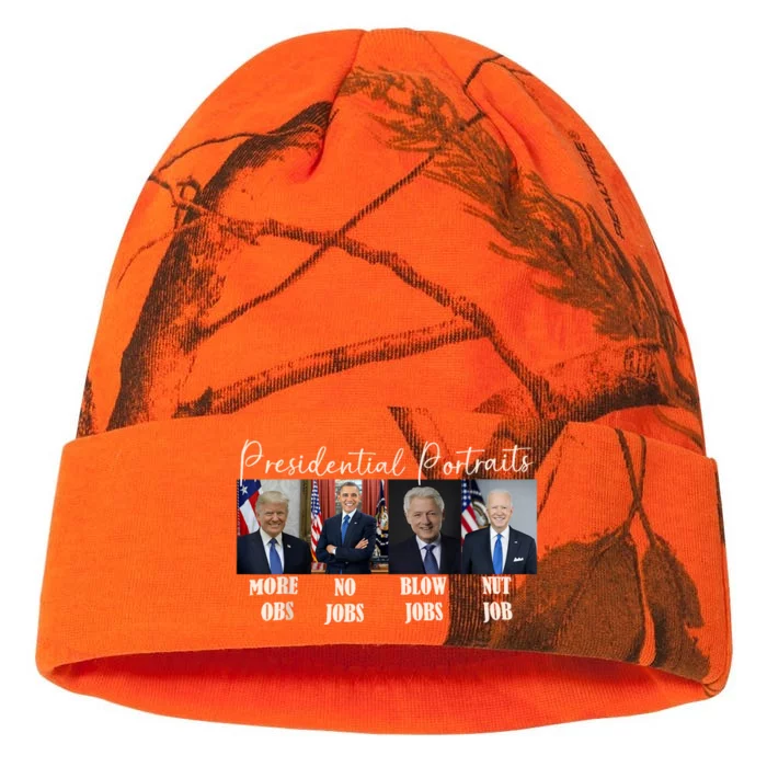 Presidential Portraits Trump More Jobs Obama No Jobs Bush Kati - 12in Camo Beanie