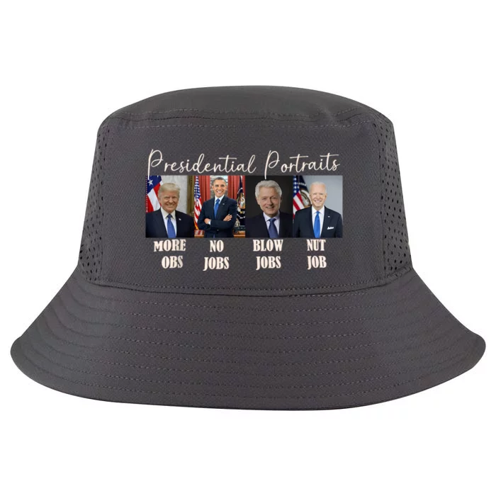 Presidential Portraits Trump More Jobs Obama No Jobs Bush Cool Comfort Performance Bucket Hat