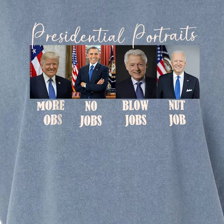 Presidential Portraits Trump More Jobs Obama No Jobs Bush Garment-Dyed Women's Muscle Tee