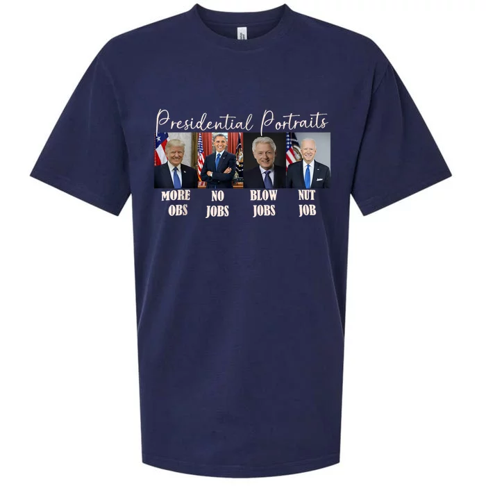 Presidential Portraits Trump More Jobs Obama No Jobs Bush Sueded Cloud Jersey T-Shirt