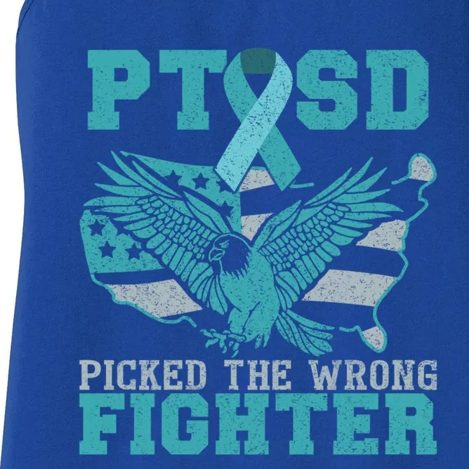 Ptsd Picked The Wrong Fighter Ptsd Cute Gift Women's Racerback Tank