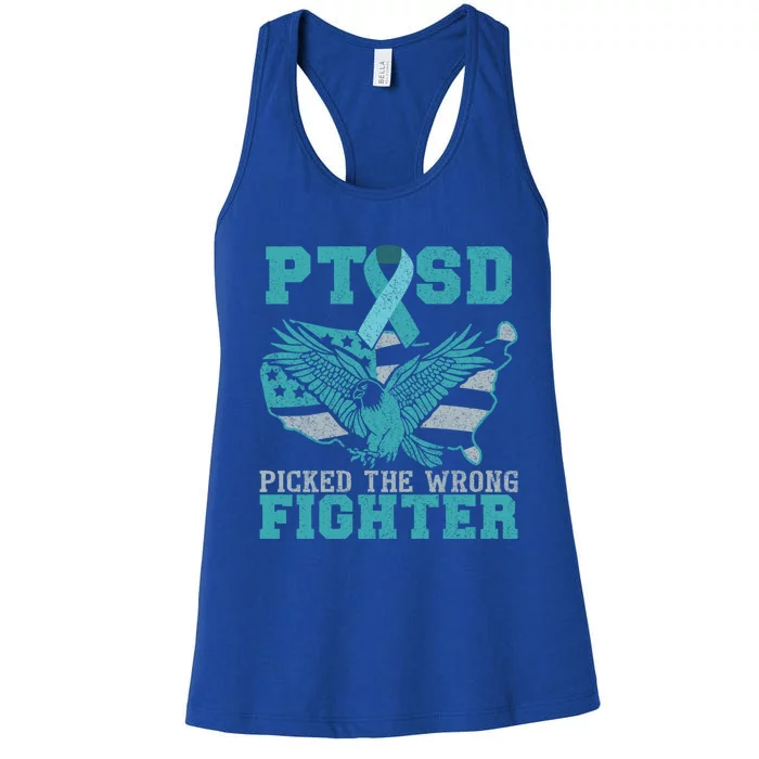 Ptsd Picked The Wrong Fighter Ptsd Cute Gift Women's Racerback Tank