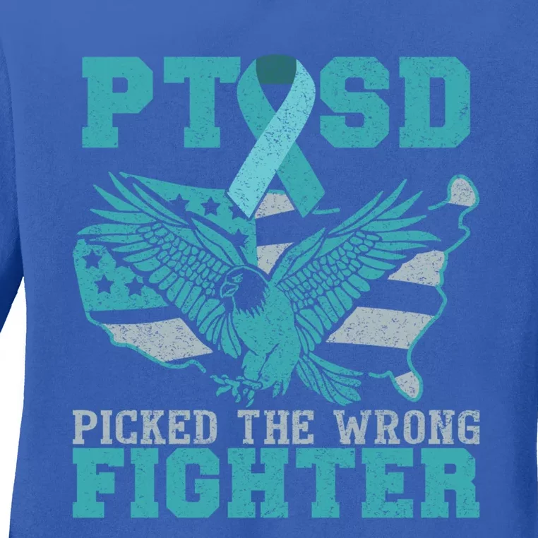 Ptsd Picked The Wrong Fighter Ptsd Cute Gift Ladies Long Sleeve Shirt