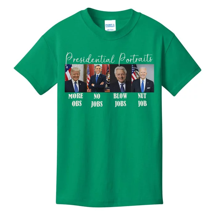 Presidential Portraits Trump Obama Bush Kids T-Shirt