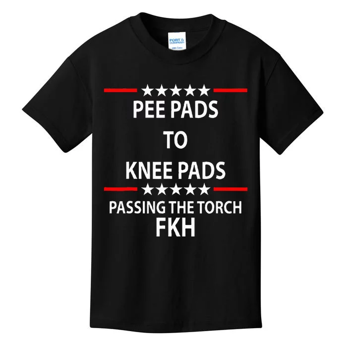 Pee Pads To Knee Pads Passing Funny Patriot Kids T-Shirt