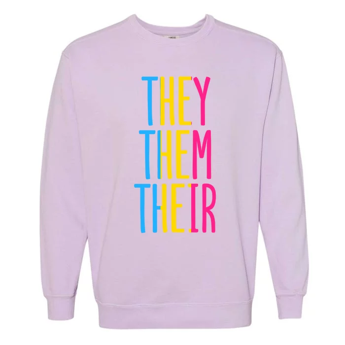 Pansexual Pan They Them Their Enby Noncute Giftbinary Pronouns Pride Gift Garment-Dyed Sweatshirt