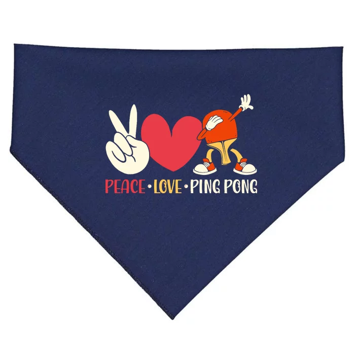 Ping Pong Table Tennis Paddle Peace Love Ping Pong USA-Made Doggie Bandana