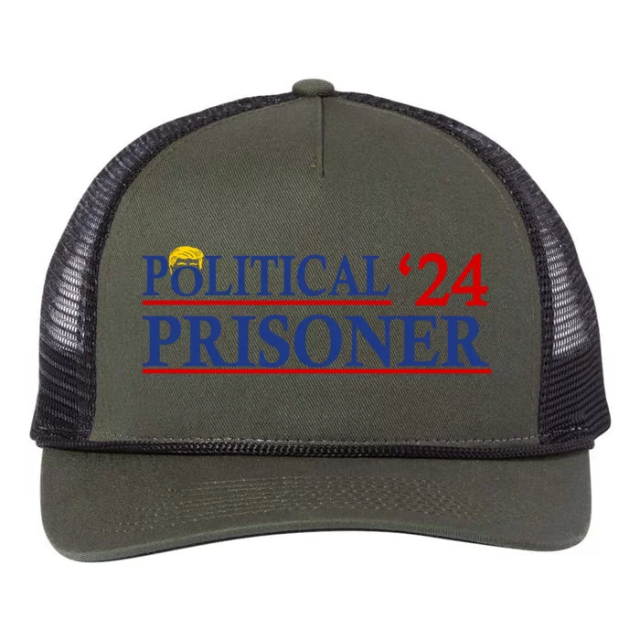 Political Prisoner Trump 2024 Retro Rope Trucker Hat Cap