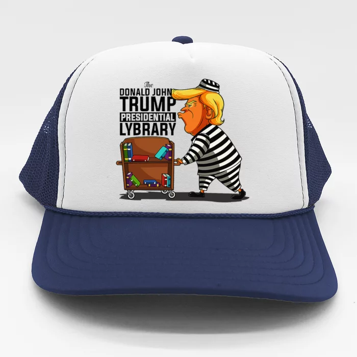 Prison Prisoner Trump Presidential Library Funny Anti Trump Trucker Hat