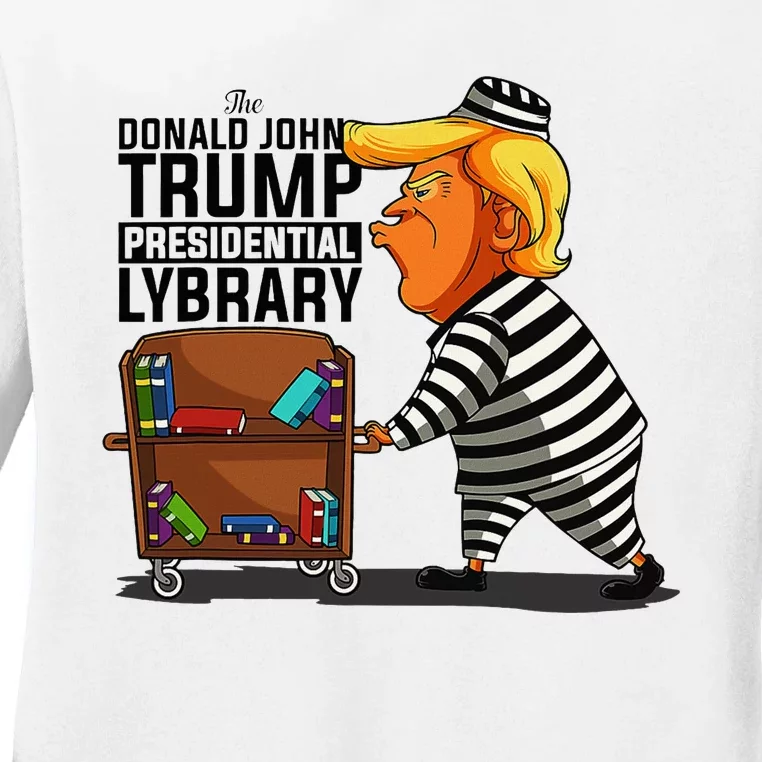 Prison Prisoner Trump Presidential Library Funny Anti Trump Ladies Long Sleeve Shirt