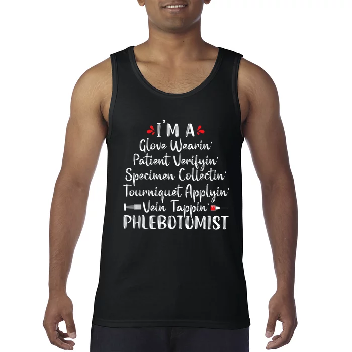 Phlebotomist Phlebotomy Technician Funny Nurse Clinical Tank Top