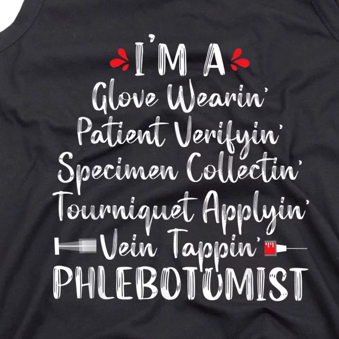 Phlebotomist Phlebotomy Technician Funny Nurse Clinical Tank Top