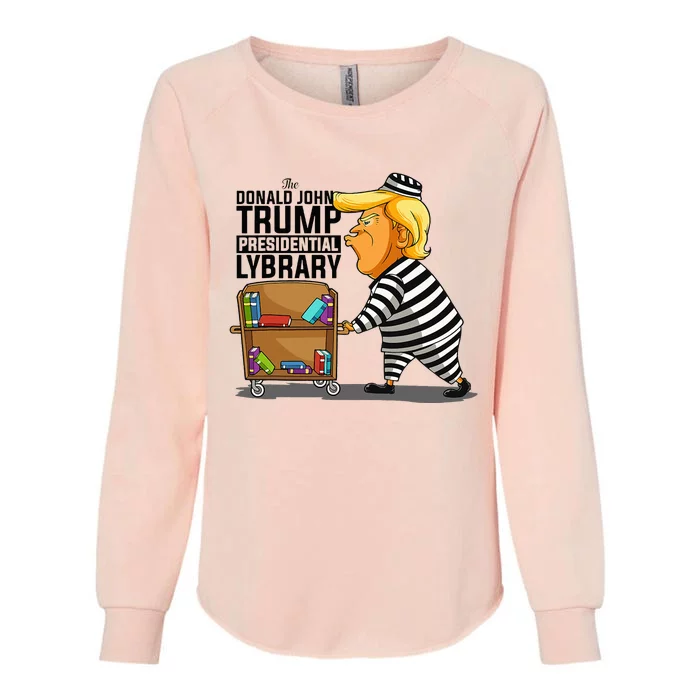 Prison Prisoner Trump Presidential Library Funny Anti Trump Womens California Wash Sweatshirt