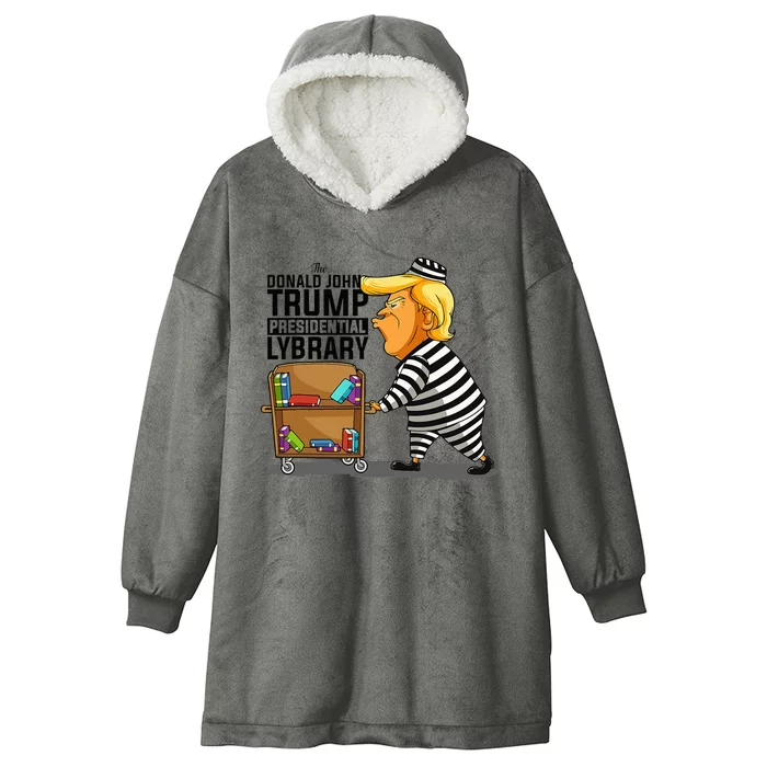 Prison Prisoner Trump Presidential Library Funny Anti Trump Hooded Wearable Blanket