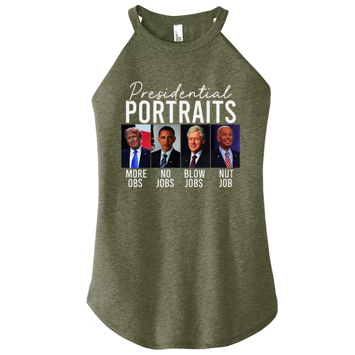 Presidential Portraits Trump Obama Bush Women’s Perfect Tri Rocker Tank