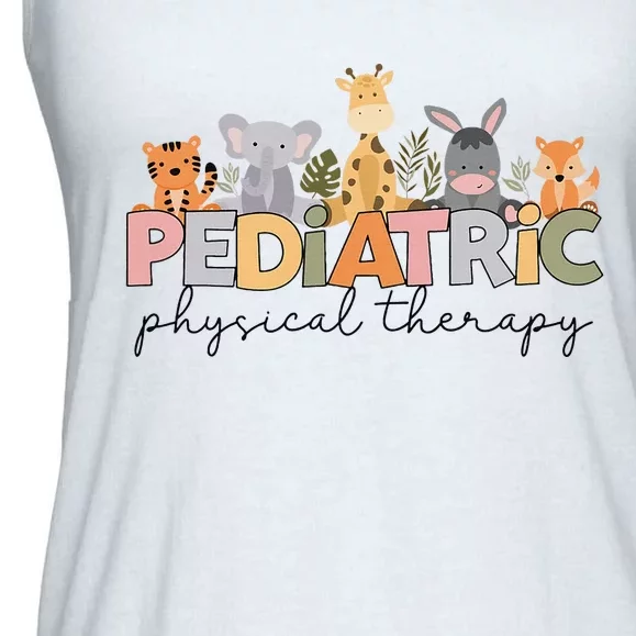 Pediatric Physical Therapy Therapist Pt Crew Safari Animals Ladies Essential Flowy Tank