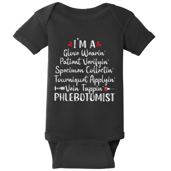 Phlebotomist Phlebotomy Technician Funny Nurse Clinical Baby Bodysuit