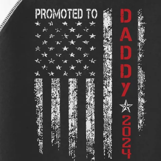 Patriotic Promoted To Daddy Est 2024 First Time Dad Toddler Fine Jersey T-Shirt