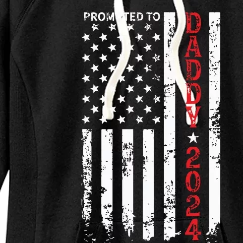 Patriotic Promoted To Daddy Est 2024 First Time Dad Women's Fleece Hoodie