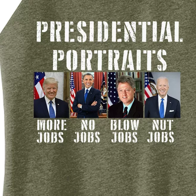 Presidential Portraits Trump More Jobs Obama No Jobs Bush Women’s Perfect Tri Rocker Tank