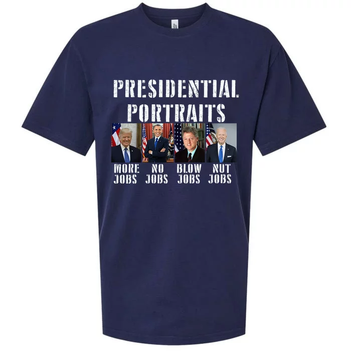 Presidential Portraits Trump More Jobs Obama No Jobs Bush Sueded Cloud Jersey T-Shirt