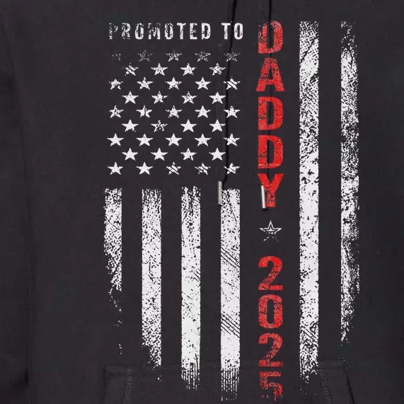 Patriotic Promoted To Daddy Est 2025 First Time Dad Premium Hoodie