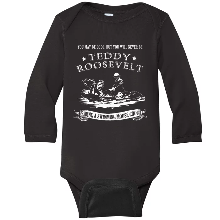 Progressive Party Teddy Riding Moose Cool Teddy Roosevelt Baby Long Sleeve Bodysuit