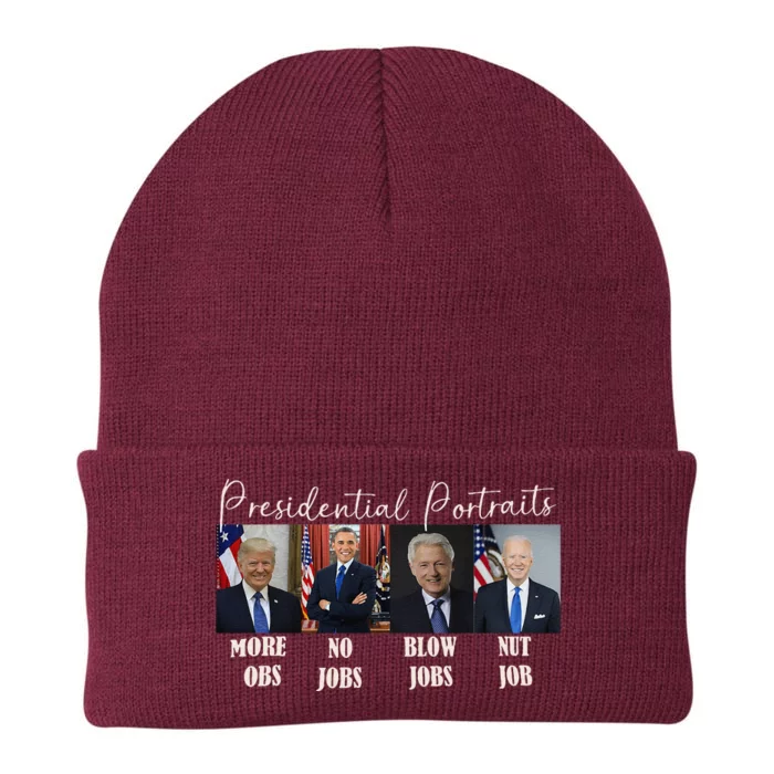 Presidential Portraits Trump More Jobs Obama No Jobs Bush Knit Cap Winter Beanie