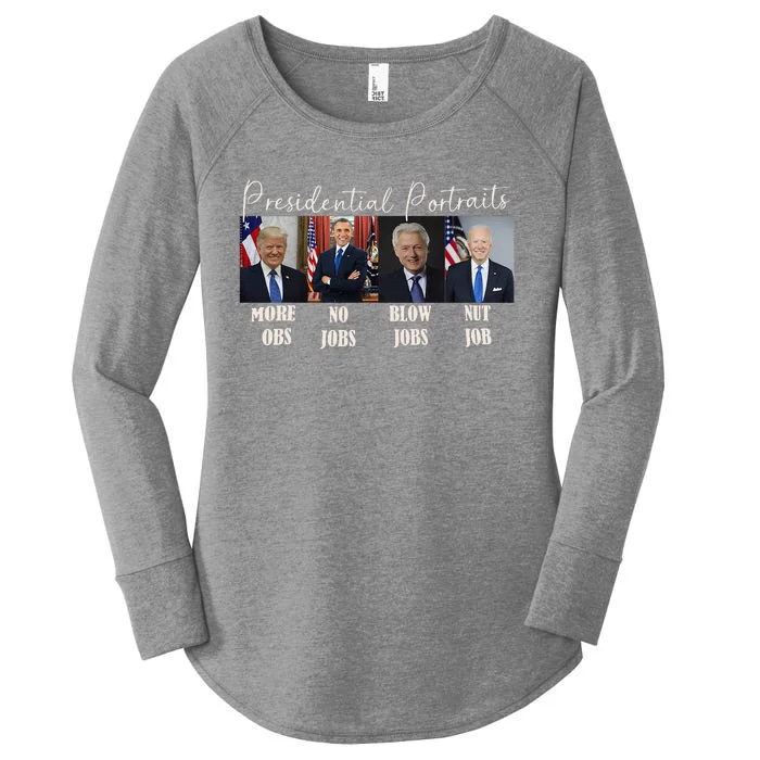 Presidential Portraits Trump More Jobs Obama No Jobs Bush Women's Perfect Tri Tunic Long Sleeve Shirt