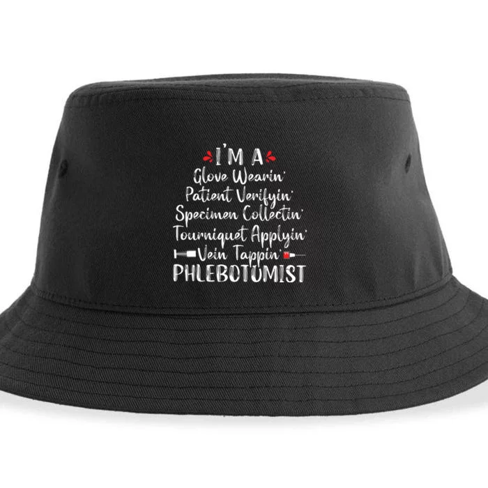 Phlebotomist Phlebotomy Technician Funny Nurse Clinical Sustainable Bucket Hat