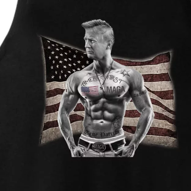 Patriotic Pro Trump Tattoo Anti Liberal Republican Gangster Gift Ladies Tri-Blend Wicking Tank