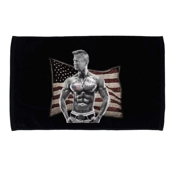 Patriotic Pro Trump Tattoo Anti Liberal Republican Gangster Gift Microfiber Hand Towel