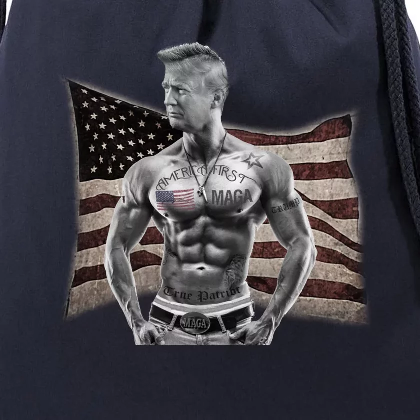 Patriotic Pro Trump Tattoo Anti Liberal Republican Gangster Gift Drawstring Bag