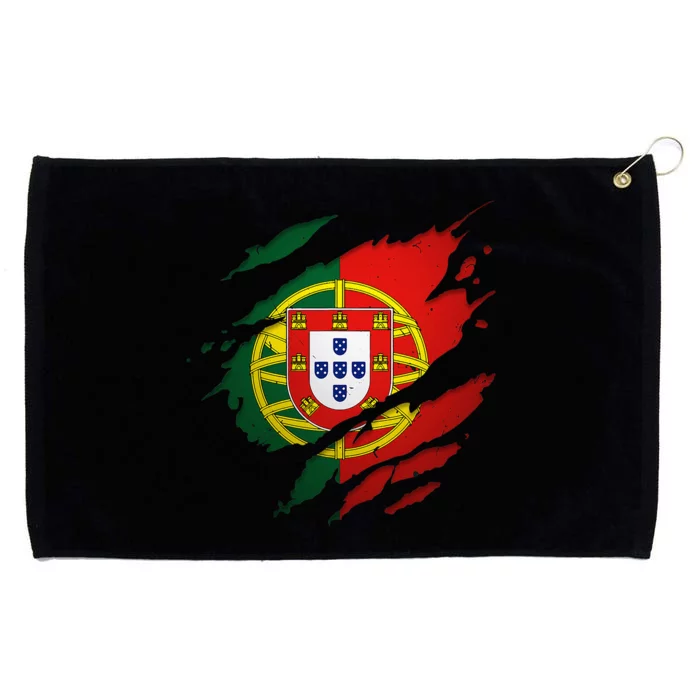 Proud Portuguese Torn Ripped Portugal Flag Grommeted Golf Towel