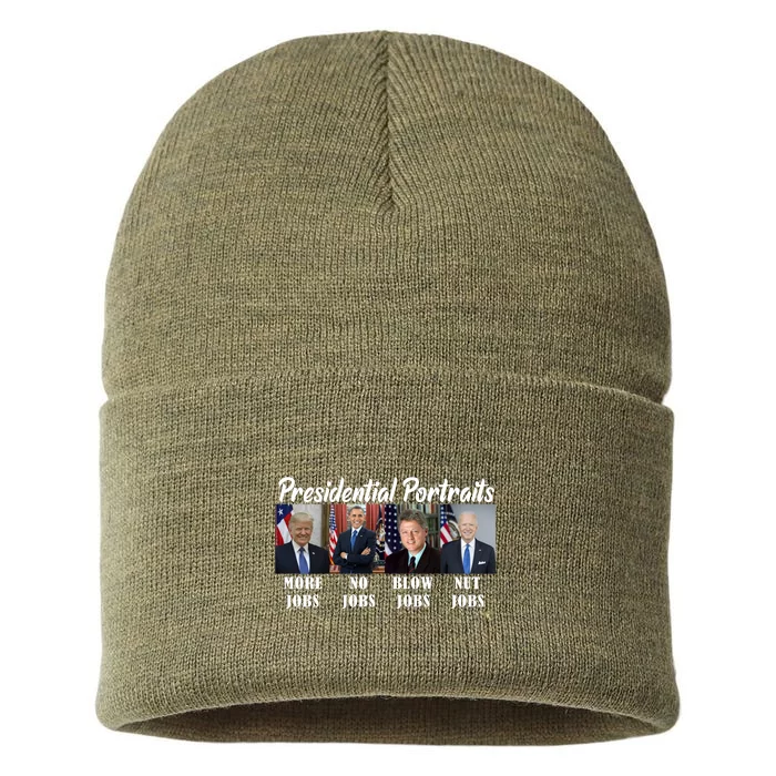 Presidential Portraits Trump More Jobs Biden Nut Jobs Sustainable Knit Beanie