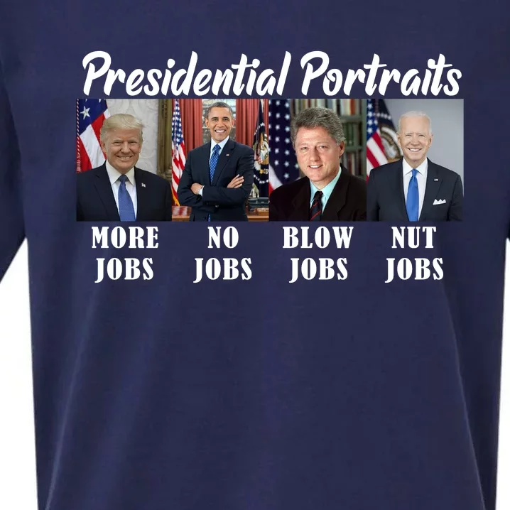 Presidential Portraits Trump More Jobs Biden Nut Jobs Sueded Cloud Jersey T-Shirt