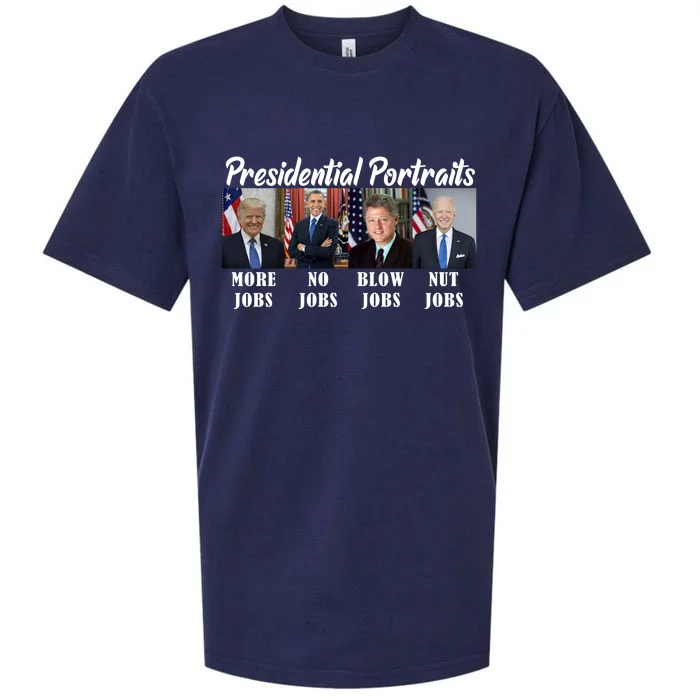 Presidential Portraits Trump More Jobs Biden Nut Jobs Sueded Cloud Jersey T-Shirt