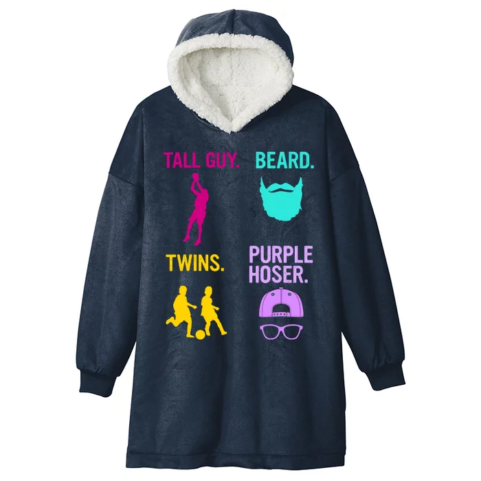 Perfect Present Tall Guy Beard Twins Purple Hoser Hooded Wearable Blanket