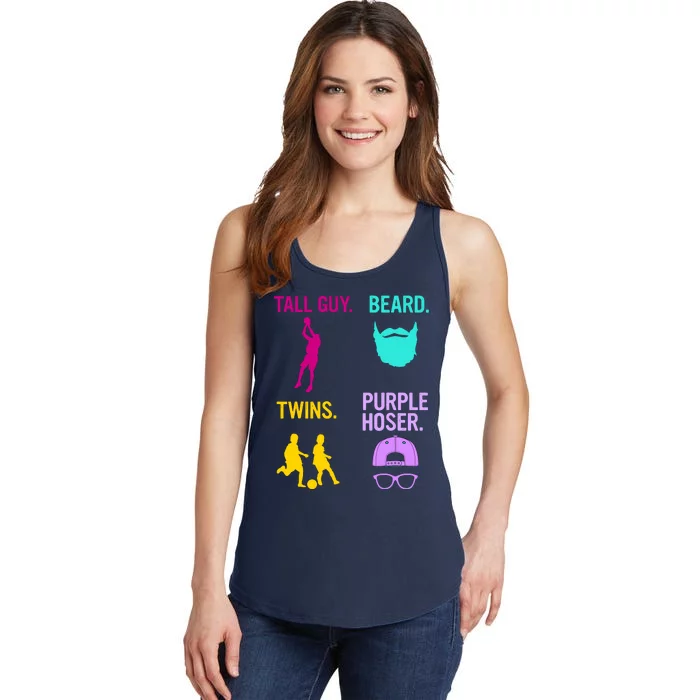 Perfect Present Tall Guy Beard Twins Purple Hoser Ladies Essential Tank