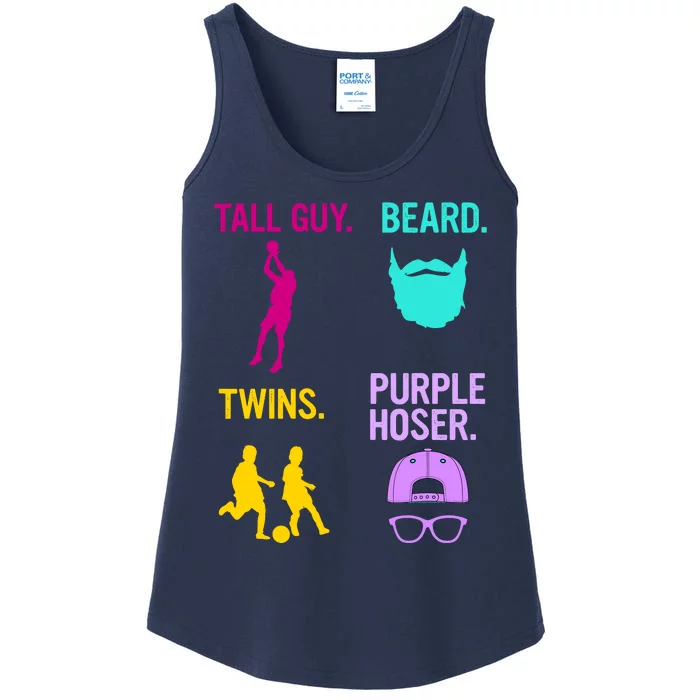 Perfect Present Tall Guy Beard Twins Purple Hoser Ladies Essential Tank