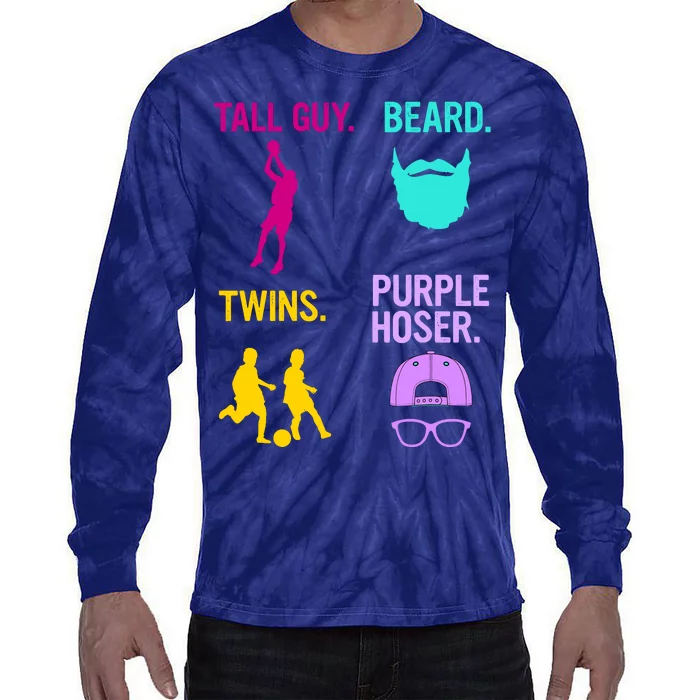 Perfect Present Tall Guy Beard Twins Purple Hoser Tie-Dye Long Sleeve Shirt