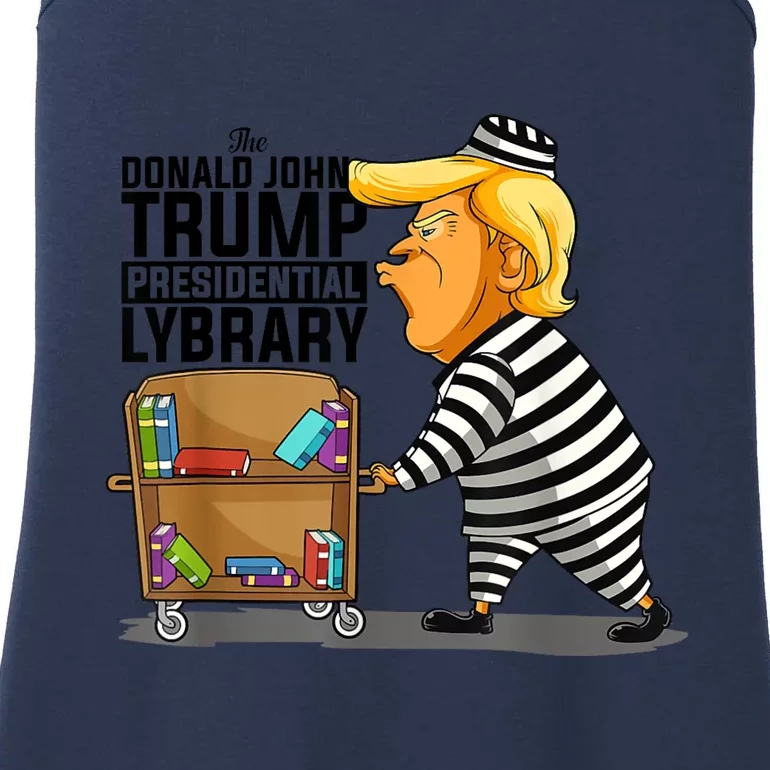 Prison Prisoner Trump Presidential Library Funny Anti Trump Ladies Essential Tank