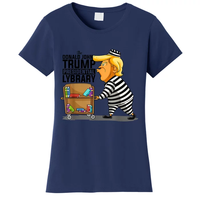 Prison Prisoner Trump Presidential Library Funny Anti Trump Women's T-Shirt