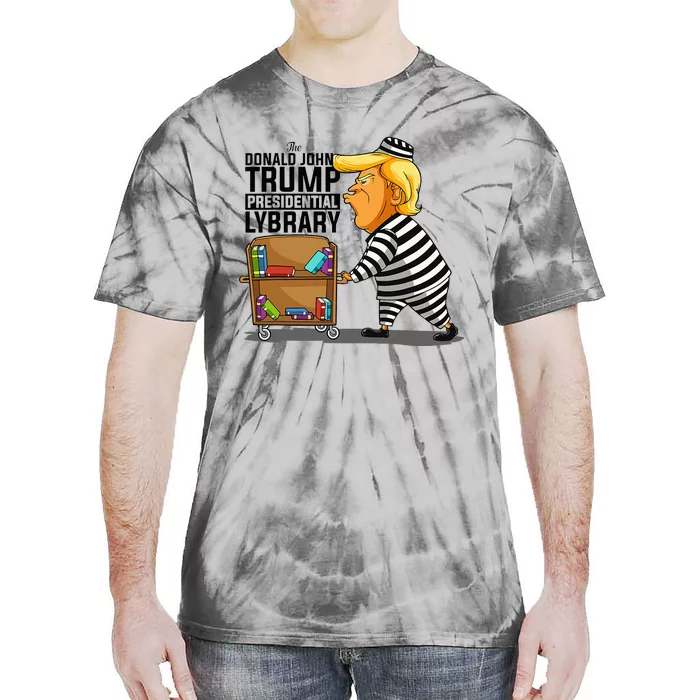 Prison Prisoner Trump Presidential Library Tie-Dye T-Shirt